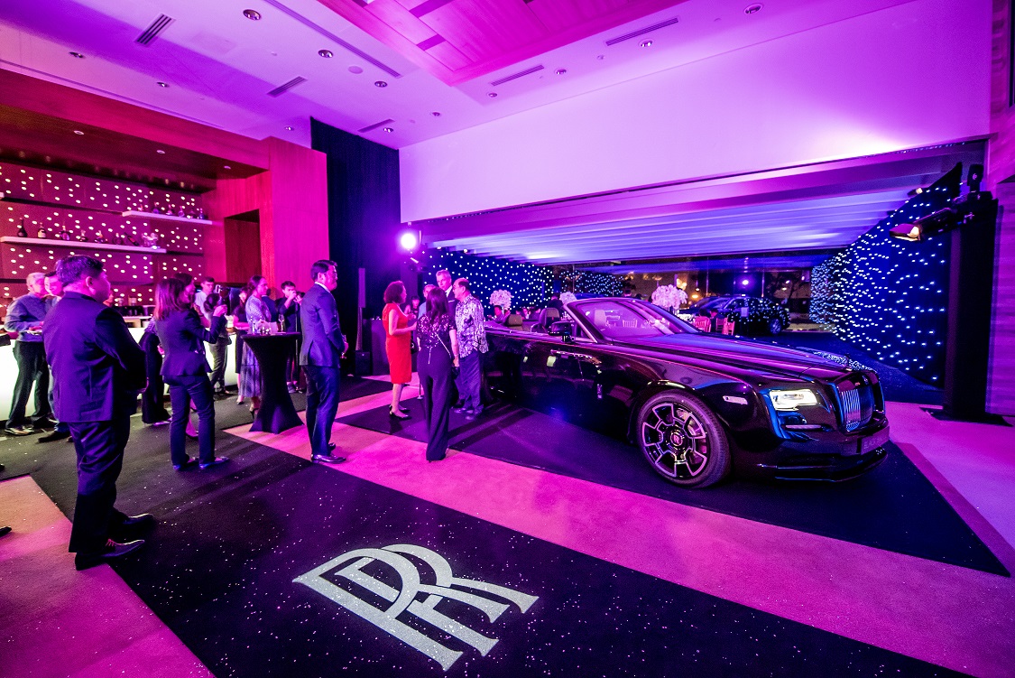 A Rolls-Royce Dawn Black Badge on display