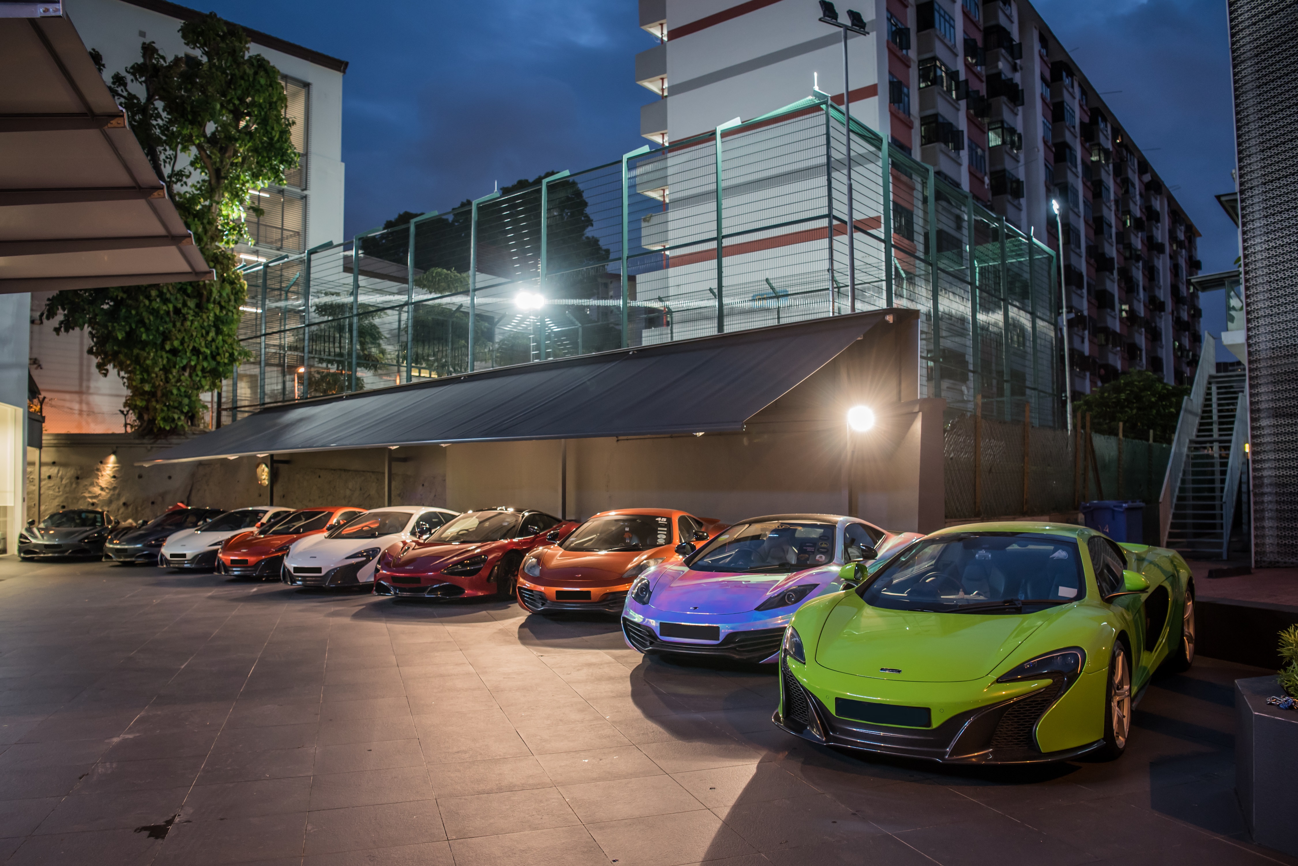 A brilliant showcase of McLaren models outside the McLaren showroom