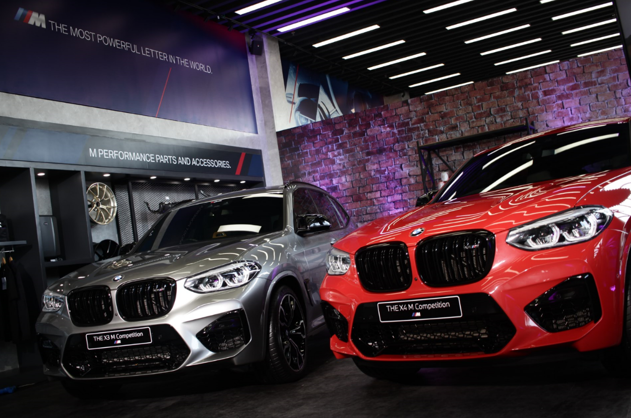 The new BMW X3 M Competition and the BMW X4 M Competition on display at the launch event